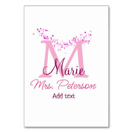 Numeração De Mesa Professor de monograma de brilho cardíaco rosa Sra