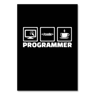 Numeração De Mesa Programador Escreve Código E Bebe Café