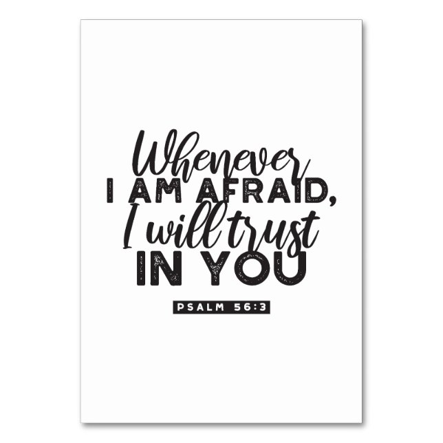 Numeração De Mesa Psalm 56:3 Arte Versa Bíblia "Eu vou confiar em vo (Frente)