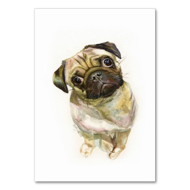 Numeração De Mesa Pug Face Art Impressão | Cachorro de Cueca (Frente)