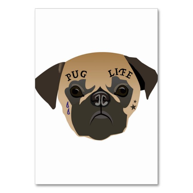 Numeração De Mesa Pug Lovers | Vida útil cúbica (Frente)