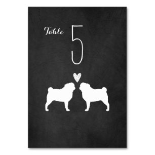 Numeração De Mesa Pug Silhouettes Chalkboard Casamento