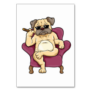 Numeração De Mesa Pug Smoking Cigar Cachorro Legal