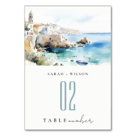 Numeração De Mesa Puglia, Italy Watercolor Landscape Wedding