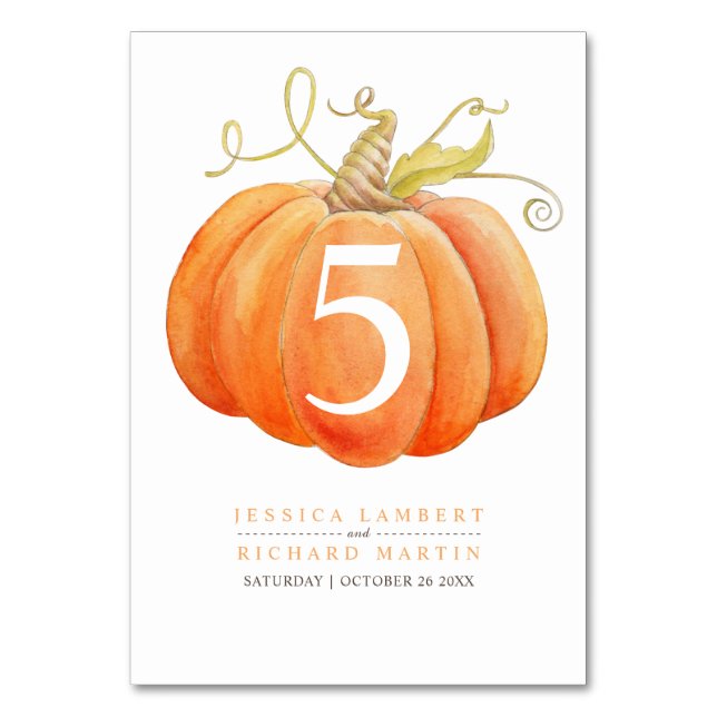 Numeração De Mesa Pumpkin orange cor d'água - cor laranja número da  (Frente)