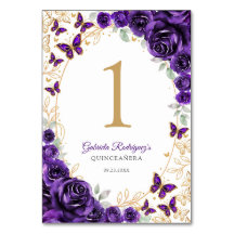 Purple Gold Floral Quinceanera