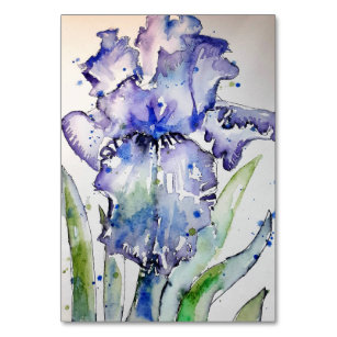Numeração De Mesa Purple Iris Art Watercolor Aniversário 