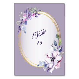 Numeração De Mesa Purple Pink Floral Watercolor Gold Geometric Party