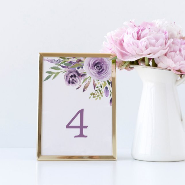Numeração De Mesa Purple Rose Floral Table 4 Wedding Table Number (Criador carregado)