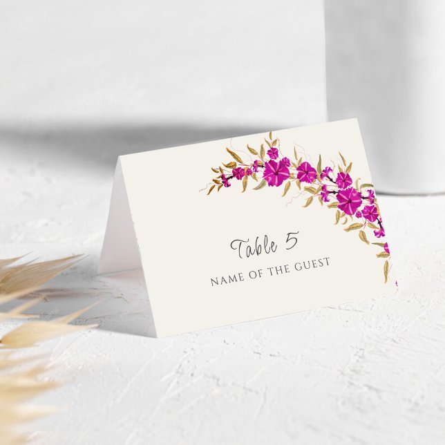 Numeração De Mesa Purple Wild Trumpet Vine Flower Wedding Place Card (Criador carregado)
