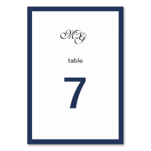Numeração De Mesa Quadro azul profundo. Número da Mesa de casamento