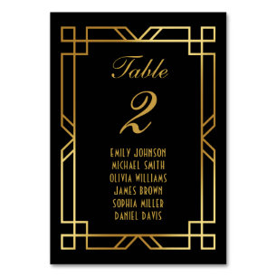 Numeração De Mesa Quadro Clássico Art Déco Casamento Preto Nomes Dou