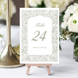Numeração De Mesa Quadro de Borda de Ornamento de Vinhas Vintage Ele
