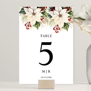 Numeração De Mesa Quadro De Casamento De Berries Vermelhos De Poinse