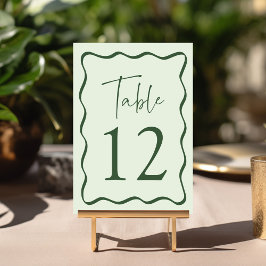 Numeração De Mesa Quadro de casamento ondulado verde moderno