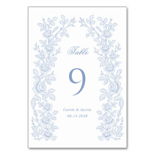 Numeração De Mesa Quadro Floral Vintage Elegante Casamento Azul Poei