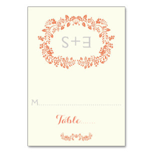 Numeração De Mesa Quadro & iniciais corais da folha que wedding o