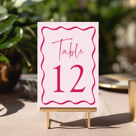 Numeração De Mesa Quadro Moderno Cor-de-Rosa Ondulado Casamento