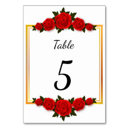 Numeração De Mesa Quadro Romântico Dourado editável com Rosas