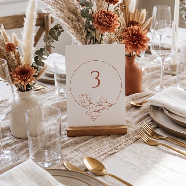 Numeração De Mesa QUALQUER NÚMERO Floral Terracotta Número de Mesa d (Criador carregado)