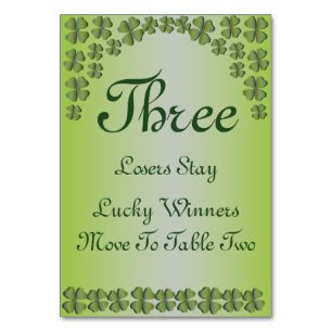 Numeração De Mesa Quatro Folheto Folver Lucky Irish Mesa Card #3