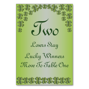 Numeração De Mesa Quatro Folheto Folver Lucky Mesa Irlandesa Nº 2
