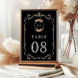 Numeração De Mesa Queda Autumn Wildflower Crest Casamento Negro