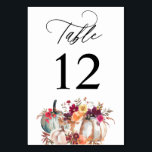 Numeração De Mesa Queda de Abóbora Branca Número da Mesa<br><div class="desc">Vestir suas mesas de casamento ou festas com seu Cartão de Número de Mesa Floral de Abóbora Branca.</div>