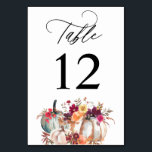 Numeração De Mesa Queda de Abóbora Branca Número da Mesa<br><div class="desc">Vestir suas mesas de casamento ou festas com seu Cartão de Número de Mesa Floral de Abóbora Branca.</div>