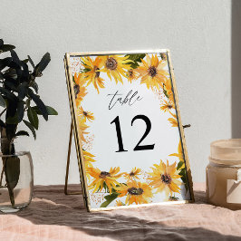 Numeração De Mesa Queda Número da Mesa Floral de Girassol