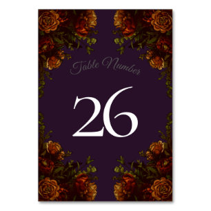 Numeração De Mesa Queda Roxo Laranja Rústico Casamento Elegante Gó