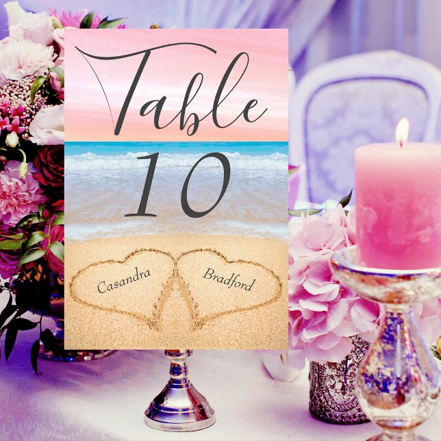 Numeração De Mesa Quic Blush Pink e Beach Wedding 2 Hearding in Sand (Criador carregado)
