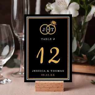 Numeração De Mesa Quic Faux Gold Foil Monogramas Casamentos