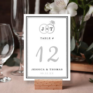 Numeração De Mesa Quic Faux Silver Foil Monogramas Casamentos