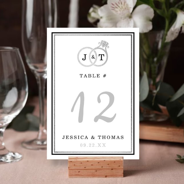 Numeração De Mesa Quic Faux Silver Foil Monogramas Casamentos (Criador carregado)