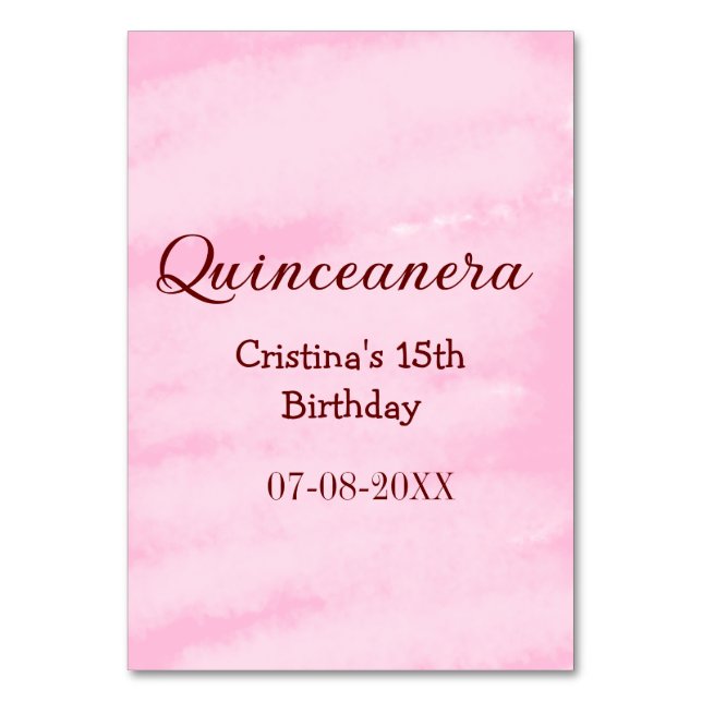 Numeração De Mesa Quinceanera anos 15 de aniversário adicione nome t (Frente)