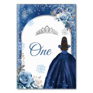 Numeração De Mesa Quinceanera da Marinho de Prata Floco de Neve