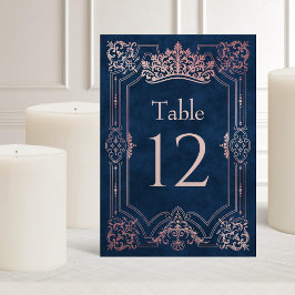 Numeração De Mesa Quinceanera Elegante - Coroa Rosa Tiara Rosa