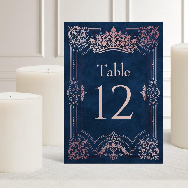 Numeração De Mesa Quinceanera Elegante - Coroa Rosa Tiara Rosa (Criador carregado)