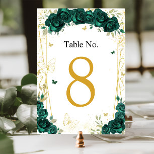 Numeração De Mesa Quinceañera Emerald Green - Borboletas