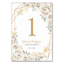 Quinceanera Floral Creme Marfim Dourada