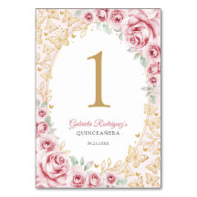 Quinceanera Floral Dourado Rosa