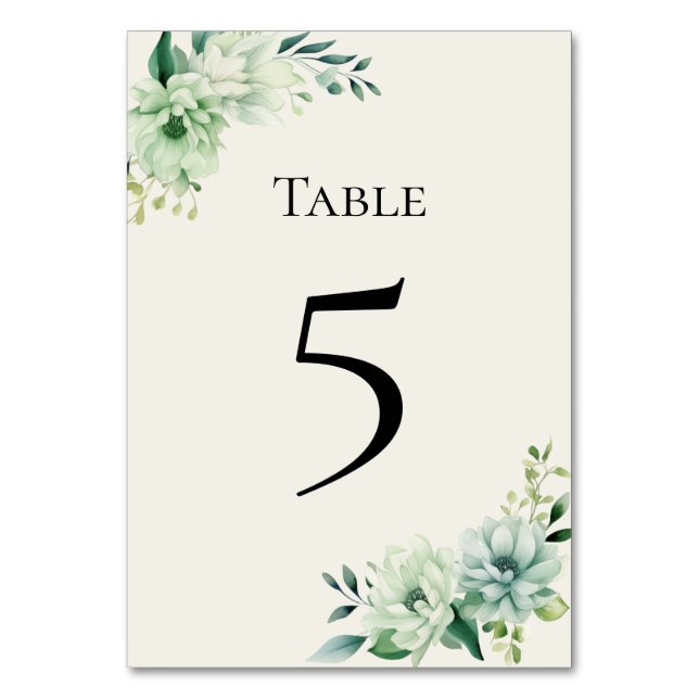 Numeração De Mesa Quinceanera green floral Table Number Card (Frente)