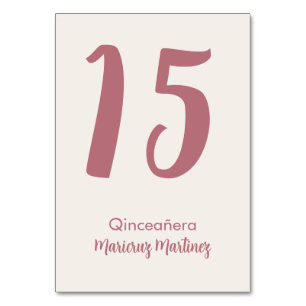 Numeração De Mesa Quinceañera Minimalista em Marfim e Dourado Rosa