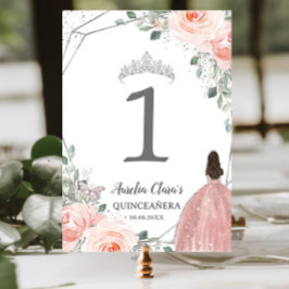 Numeração De Mesa Quinceañera XV Birthday Blush Pink Princesa Floral