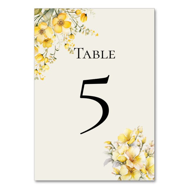 Numeração De Mesa Quinceanera yellow gold Table Number Card (Frente)