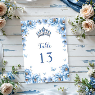 Numeração De Mesa Quinto-Cinto Azul Quimodal Floral Branca