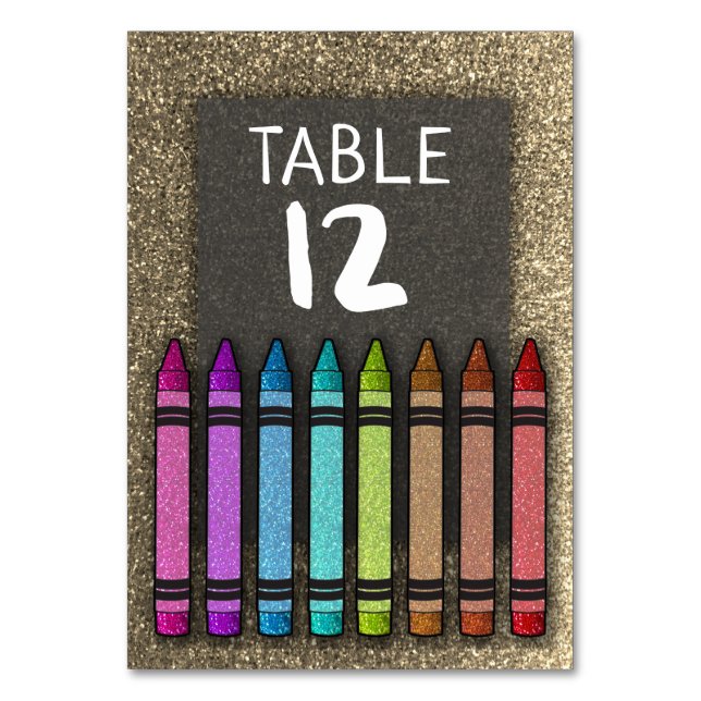 Numeração De Mesa Rainbow Glitter Crayon Primeiro Chá de fraldas de  (Frente)