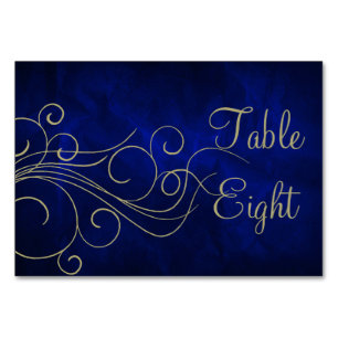 Numeração De Mesa Raio Dourado Real Azul Elegante