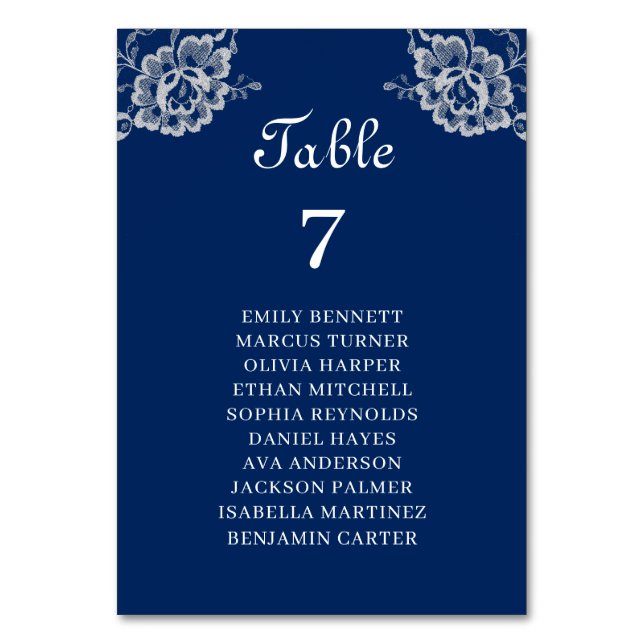 Numeração De Mesa Raios Florais Elegantes no Casamento Azul Marinho (Frente)